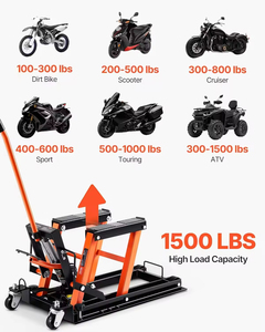 Cric hydraulique portable à 4 roues pour moto, capacité de charge de 1500 lb, hauteur maximale de 15 pouces, levage à ciseaux actionné au pied - Product Image 2