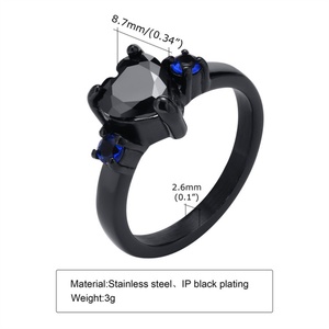 Hot Selling Good Quality Women Diamond <b>Ring</b> Engagement Fashion Jewelry Black Zircon Heart Stainless Steel <b>Couple</b> <b>Rings</b> - Product Image 5