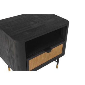 Saratoga Nightstand Black Acacia Rattan <b>Drawer</b> Storage Bedroom Furniture - Product Image 5