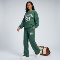 Nouvel ensemble de survêtement 2 pièces pour femme, imprimé lettres, coupe ample, décontracté, style sport et loungewear