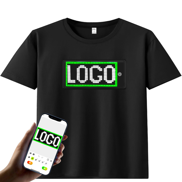 App Control LED Luminous Clothes Night Club Cool 100% Cotton Men's LED Custom T-shirt with Detachable LED Display Screen