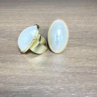 Bagues ajustables de luxe personnalisées en laiton chic avec imitation perle, forme ovale, bijoux plaqués or tendance pour femmes et hommes