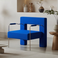 Fauteuil de salon individuel pour café, en acier inoxydable, design créatif, bleu Klein
