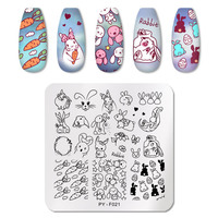 Plaque de tampographie rectangulaire à motif rayé mignon, modèle d'huile pour ongles, impression Nail Art, plaque d'estampage