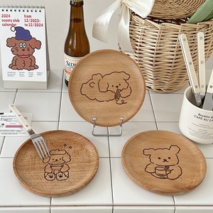 Beech Wood Coaster Round Cartoon Design Food Grade Tableware For Coffee Tea Drinks <b>Decorative</b> <b>Plate</b> Gift 2024 - Product Image 1