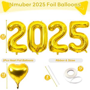 Light Gold 2025 Happy New Year <strong>Balloon</strong> 32 Inch Champagne Gold 2025 Foil Number <strong>Balloons</strong> Set Festival <strong>Prom</strong> Party Supplies - Product Image 5