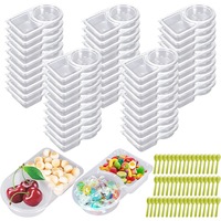 20 pièces de contenants en plastique à 2 compartiments avec couvercle pour sauces, assaisonnements, sauces chili, vinaigre et vinaigrettes, pour la rentrée scolaire