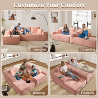Meilleure vente européenne et américaine : Ensemble de canapé d'angle en L avec chaise longue, sans structure, à compression, en tissu, design minimaliste, emballé sous vide