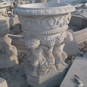 BLVE estilo europeo casa decoración <span class=keywords><strong>Exterior</strong></span> piedra Natural relieve <span class=keywords><strong>maceta</strong></span> tallada a mano Cisne mármol jardín Macetas - Product Image 6
