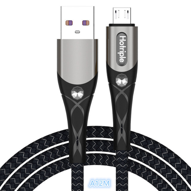 Hot Selling A12M USB Data Cables 3A 1M Fishnet Braid Metal Micro USB Fast Charging for Android V8 Mobile Computer Earphones