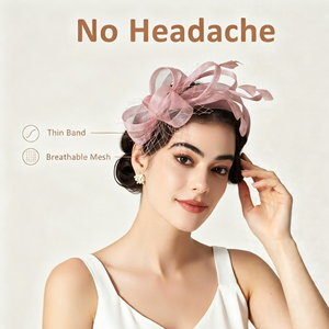 Promotion : Serre-tête Fascinator Vintage en Maille et Plumes, Coiffe de Mariée Européenne pour Mariage, Tea Party, Église, Kentucky Derby - Product Image 2