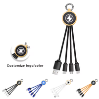 Câble de charge 3-en-1 rond à double entrée en TPE luminescent pour imprimante, cadeau promotionnel haut de gamme portable, matériau écologique