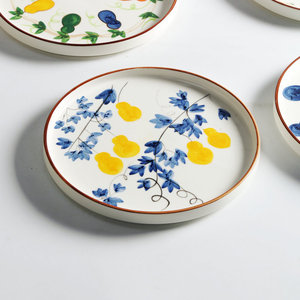 Platos de cerámica pintados a mano con forma de calabaza, redondos, con acabado bajo esmalte, estilo oriental, para uso doméstico. - Product Image 3