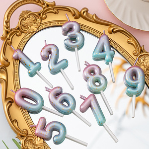 Velas con números para decoración de pasteles de cumpleaños, juego de 0-9, suministros para fiestas de estilo metálico colorido - Product Image 3
