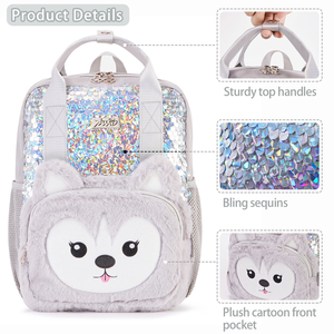 Mignon ours paillettes en peluche sac à dos dessin animé Logo étanche grande capacité bandoulière sacs à bandoulière pour enfants école - Product Image 3