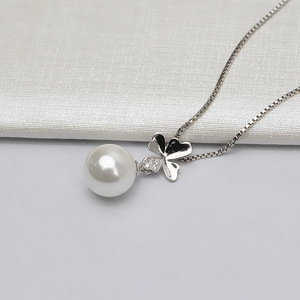 Colgante de Plata S925 con Trébol de la Suerte, Tendencia en Joyería Femenina, con Bandeja Vacía Personalizable para Perlas, Accesorios DIY Semi-Vacíos - Product Image 3