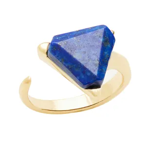 Naturstein lapis lazuli 18k gold überzogene hochzeit finger ringe schmuck für frauen
