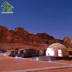 耐热沙漠观星测地线豪华圆顶豪华野营帐篷，隔热米色卡其色