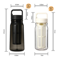 Bouteille d'eau en plastique sans BPA avec infuseur à fruits et citron, avec filtre, impression de logo personnalisée, vente en gros