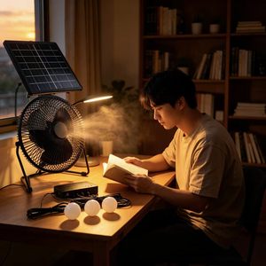 Complete Solar Energy Kit: 3 LED Bulbs & 5-in-1 USB Charger for Home, Camping & <b>Emergency</b> <b>Lighting</b> FM-004 Solar-Powered Fan Effi - Product Image 2
