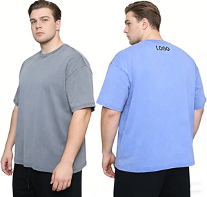 Vêtements pour hommes en gros, Nouveautés été, T-shirt épais 100% coton uni, coupe ample, style vintage, personnalisable, offre spéciale pour hommes - Product Image 1