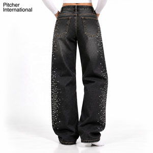 Jeans en denim à jambes larges pour femmes, denim rigide, fournisseur de marques privées pour les marques contemporaines américaines, en gros - Product Image 3