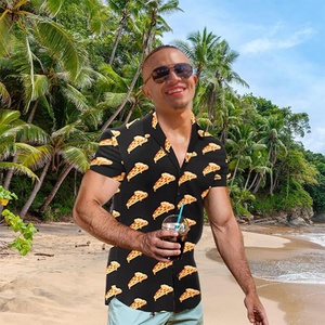 Men's Custom Logo ODM Breathable Stand Collar Food <b>Cars</b> Print Hawaiian Short Sleeve Casual Tropical Funky Button Down <b>Shirt</b> - Product Image 4