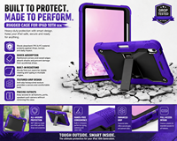 Housse de protection robuste pour tablette iPad 10e génération 10,9 pouces, triple couche, antichoc, avec bandoulière et béquille