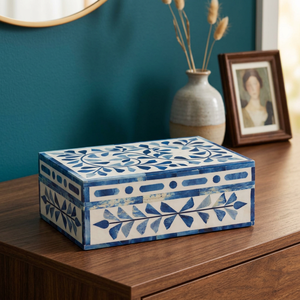 Classic Style Bone & Resin Inlay Storage <b>Box</b> With Floral Pattern Rectangle Jewelry Organizer Decorative <b>Trinket</b> Case For Jewelry - Product Image 1