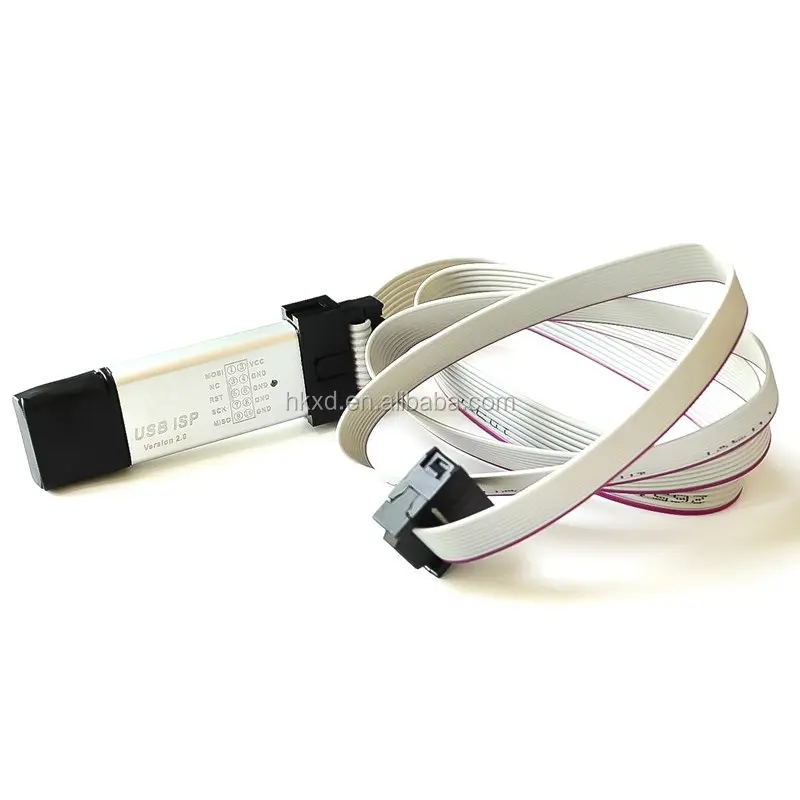 โมดูลไดรฟ์ฟรี USBASP USBISP + เปลือกอลูมิเนียม + Over Current Protection + สีแดงและ LED สีฟ้า + ไม่มี 64K จำกัด
