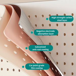 Heavy-Duty kim loại <span class=keywords><strong>Pegboard</strong></span> Panel tường với lỗ tròn nhà để xe hội thảo Hệ thống lưu trữ phần cứng dễ dàng công cụ tổ chức với Hooks - Product Image 3