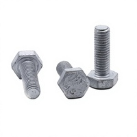 Set Baut dan Mur Kepala Heksagonal Galvanis dengan Washer, Pengikat Heksagonal Baja untuk Perbaikan Sepeda Motor