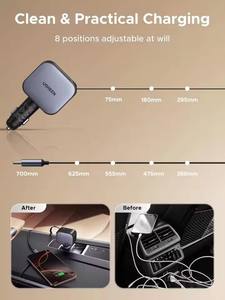 <span class=keywords><strong>Chargeur</strong></span> de voiture USB C portable UGREEN 60W avec câble rétractable, adaptateur allume-cigare 3 ports à charge rapide pour iPhone et écouteurs - Product Image 2