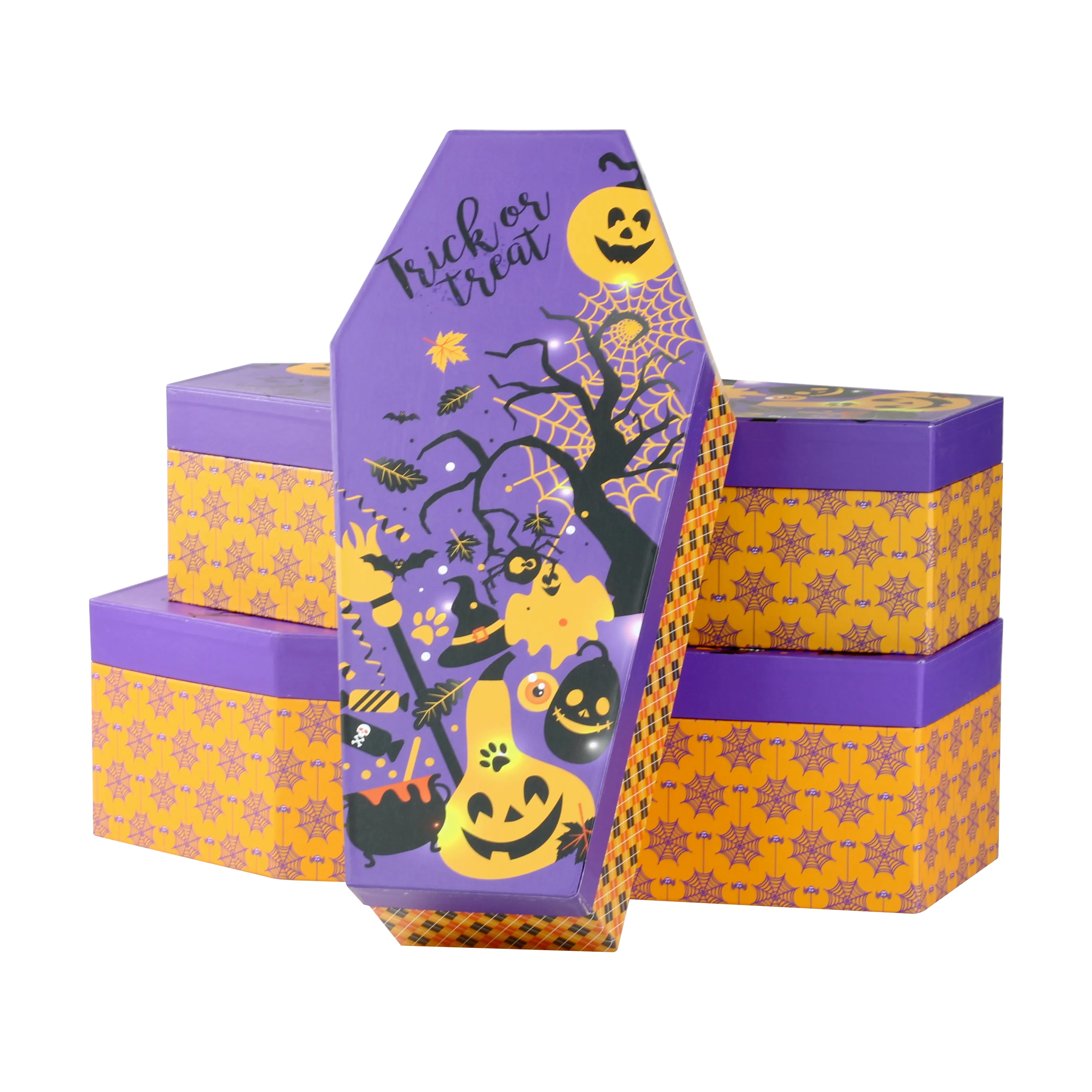 हेलोवीन पार्टी उपहार बॉक्स के आकार में एक ताबूत हस्तनिर्मित इलाज चॉकलेट कठोर क्राफ्ट कागज भंडारण बॉक्स