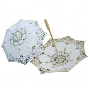 Parasol de mariage victorien en dentelle, fait main, couleur bambou naturel, 48 cm, en coton, imprimé en sérigraphie, idéal comme cadeau de mariage - Product Image 2