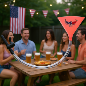 DB American Eagle Beer Bong Rojo de 2 Pies con Válvula para Decoraciones de Fiesta - Product Image 2