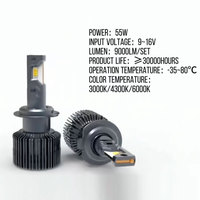 Phare de voiture LED tricolore 55W, 3000K 4300K 6000K, phare LED commutable, tube thermique en cuivre, ampoule LED automobile