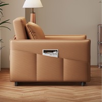 Sofá Cama de Cuero Simple con Estructura Metálica, Plegable y Extensible, de Doble Uso, Individual o Doble, para Oficina, Descanso al Mediodía, Apartamentos Pequeños