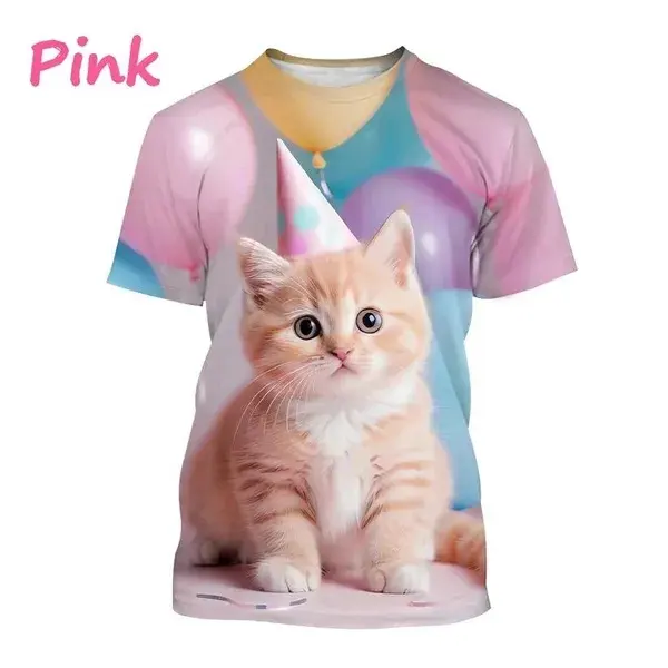 Neues Katzen-3D-gedrucktes T-Shirt niedliches Haustier Katze Baby grafik-T-Shirt Herren und Damen Mode O-Ausschnitt kurze Ärmel lässige Oberteile