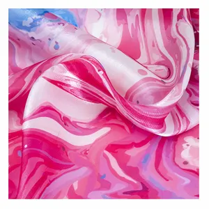 U Veja Tecido Personalizado 100% Poliéster Glitter Material Cetim Chiffon Gaze Tecido Hot Pink Swirl Design Impresso Tecido Pelo Quintal