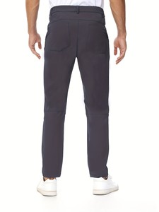 Pantalones Casuales de Corte Recto para Hombre, Color Gris Oscuro, con Bolsillos, Transpirables, Ligeros, de Poliéster y Algodón, Cierre de Botón, Cintura Media, para Verano - Product Image 1