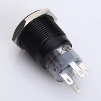 ONPOW – interrupteur à bouton-poussoir momentané en métal noir de style moderne 19mm avec 12v 24v 36v 110v 220v LED (LAS1-AGQ-E/A) CE, RoHS