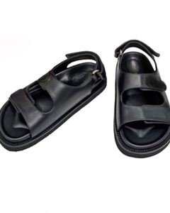 Unisex Black Leather-Look Sport <b>Sandals</b> with Adjustable Double Strap and Ankle Buckle - Product Image 3