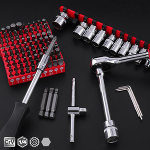 Kit d'outils multifonctionnels pour l'entretien automobile, jeu de clés à cliquet et embouts spéciaux avec étui de rangement rigide - Product Image 5