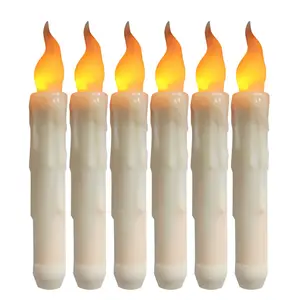 6pcs לבן LED נרות להתחדד עם מרחוק פלסטיק 3D Flameless וויק נרות לחתונה, אירוע, מסיבה