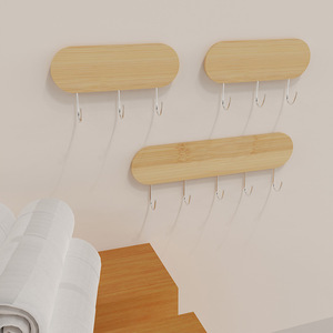 Ganchos de Pared de Madera Mandy, Forma de Estrella, Corazón, Redonda, Cuadrada, Ovalada, Adhesivos, Perchero para Entrada, Porta Llaves, Estilo Nórdico, 3/5 Ganchos - Product Image 4