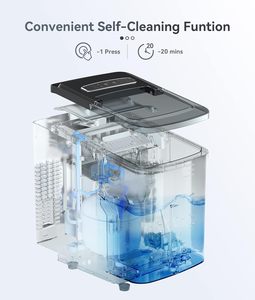 Ecozy US Stock portátil negro de acero inoxidable encimera máquina para hacer hielo <span class=keywords><strong>Mini</strong></span> 6 minutos 9 cubos máquina de hielo autolimpiante - Product Image 4