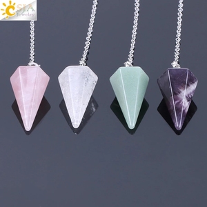 CSJA Reiki guérison Pierre Naturelle d'Améthyste Egyptien Pendule Divinatoire <span class=keywords><strong>Radiesthésie</strong></span> Pendulo  E112 - Product Image 3
