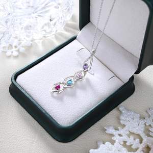 Shuozhen personalizado 925 collar familiar de plata esterlina personalizado con 1-6 nombres circón piedra natal para mamá abuela o mujer - Product Image 5