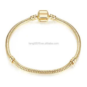 高品质17-21厘米合身美丽魅力欧洲镀银蛇链手镯女士DIY珠宝制作